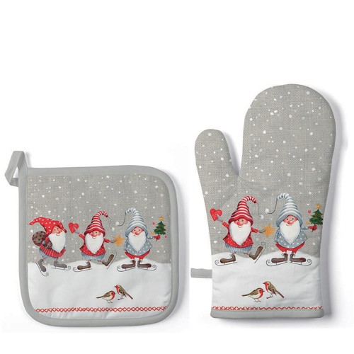 Elves Teacloth, Potholder and oven glove